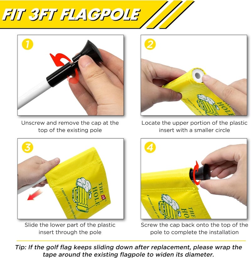 KINGTOP 19th Hole Golf Flag for Backyard Practice Putting Green, PGA Junior Standards, Double Sides 420D Nylon with Tube Insert, 6x8 Inch - Image 4